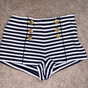 NAVY BLUE AND WHITE STRIPED SAILOR SHORTS